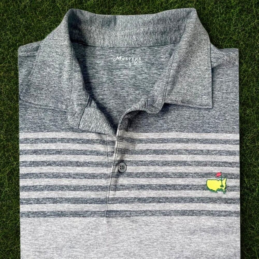 Masters Tech Augusta National Masters Golf Polo Shirt Gray Striped Men’s S NWOT